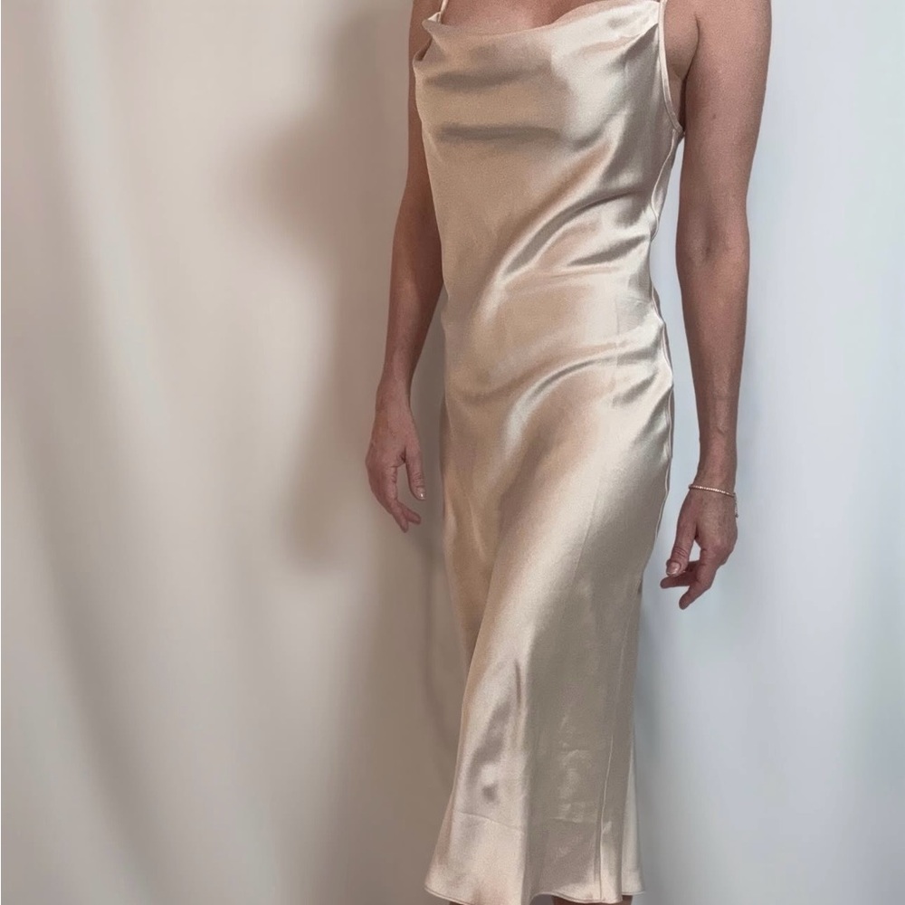 Essue Cream Satin Midi Dress